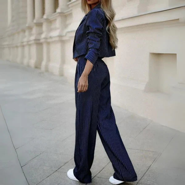 Women's Dressy Two-Piece Set – Statement Top & Tailored Pants Set