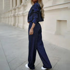 Women's Dressy Two-Piece Set – Statement Top & Tailored Pants Set