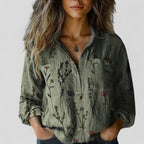 Women's Button Blouse – Gradient Print Casual Blouse – Veronica