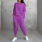 Women's Long Sleeve Lounge Set – Crew Neck Matching Pants Set