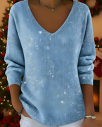 Women's Glitter Knit Sweater – Ribbed Shimmer Long Sleeve Pullover
