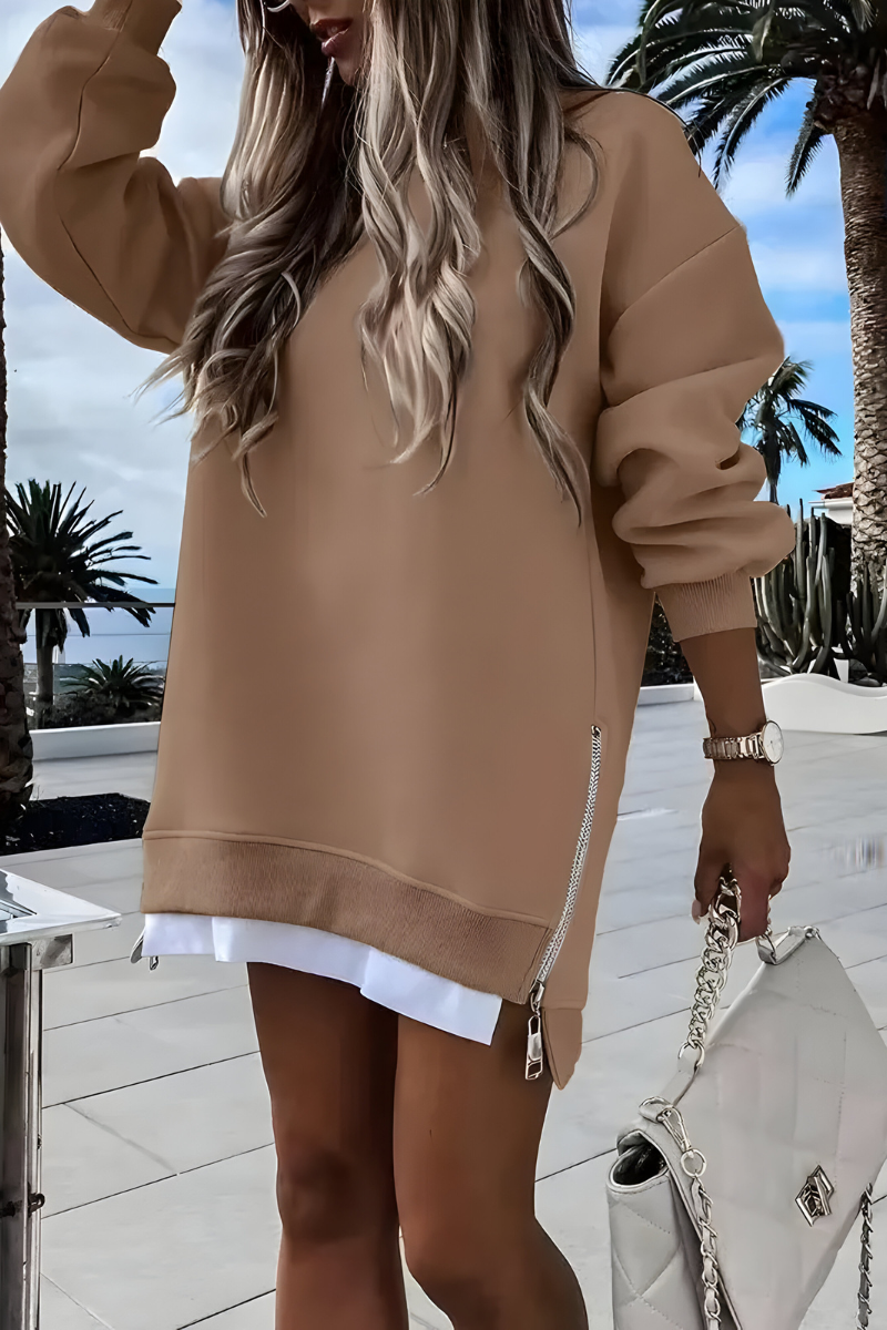 Women's Oversized Sweater – Side Zip Relaxed Fit Pullover