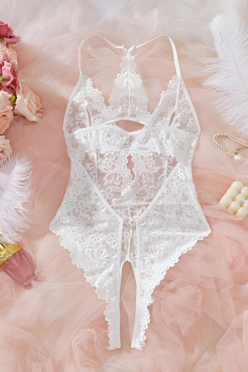 Women's Lace Lingerie Bodysuit – Sheer Floral Fitted Bodysuit