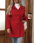 Women's Tailored Long Coat – Classic Button Front Overcoat