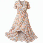 Women's Floral Wrap Dress – Belted Midi Dress