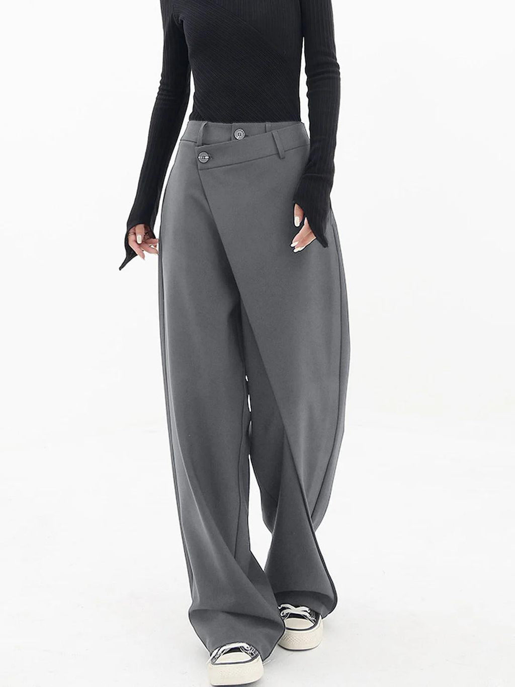 Women's Crisscross Front Wide Leg Pants – Relaxed Elastic Waist Trousers