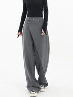 Women's Crisscross Front Wide Leg Pants – Relaxed Elastic Waist Trousers