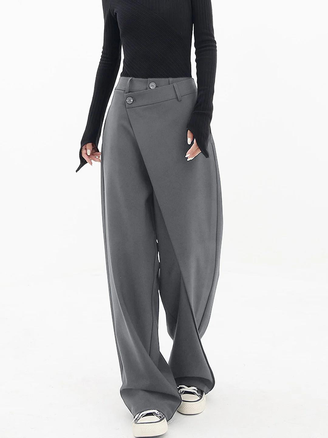 Women's Crisscross Front Wide Leg Pants – Relaxed Elastic Waist Trousers