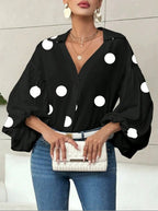Women's Summer Blouse – Polka Dot Casual Blouse – Ainsley
