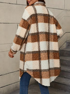Women's Checked Teddy Coat – Oversized Fleece Winter Coat