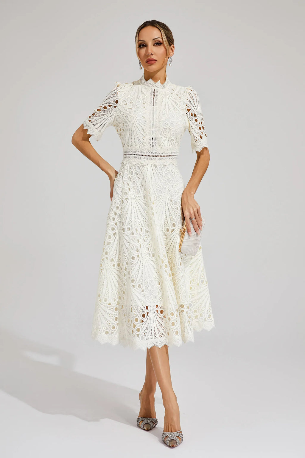 Women's Wedding Guest Dress – Lace Midi Dress