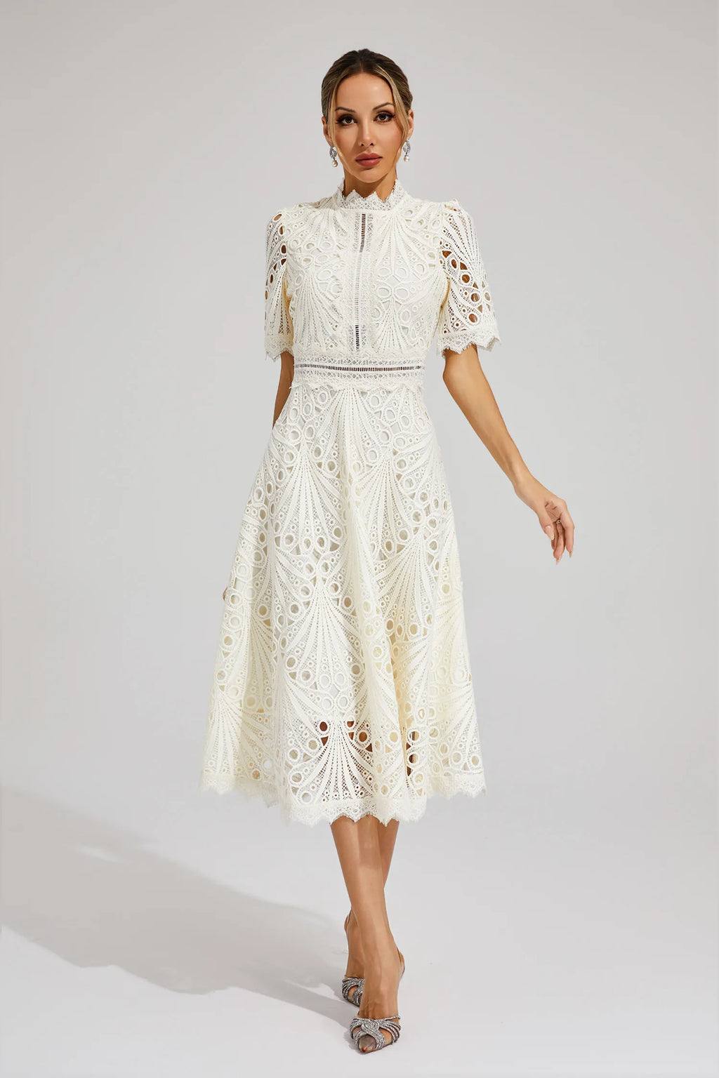 Women's Wedding Guest Dress – Lace Midi Dress