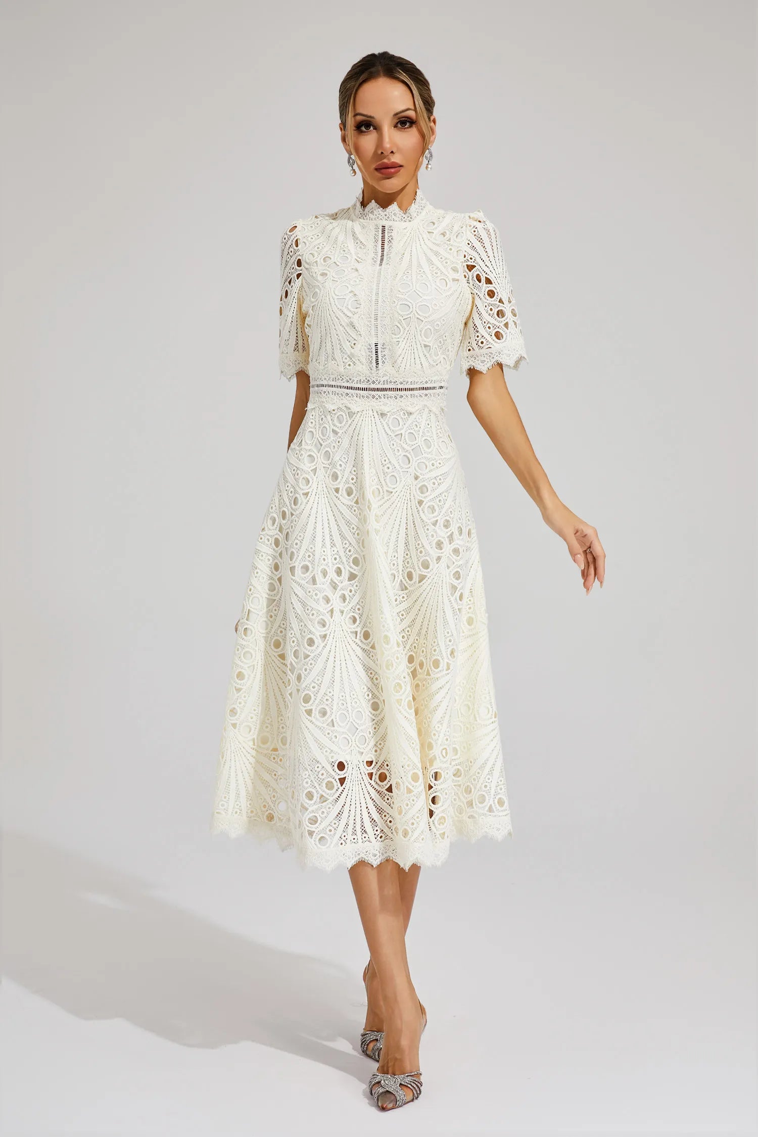 Women's Wedding Guest Dress – Lace Midi Dress
