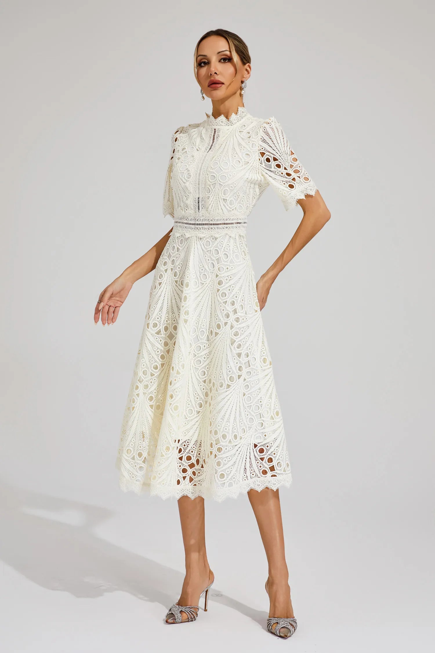 Women's Wedding Guest Dress – Lace Midi Dress