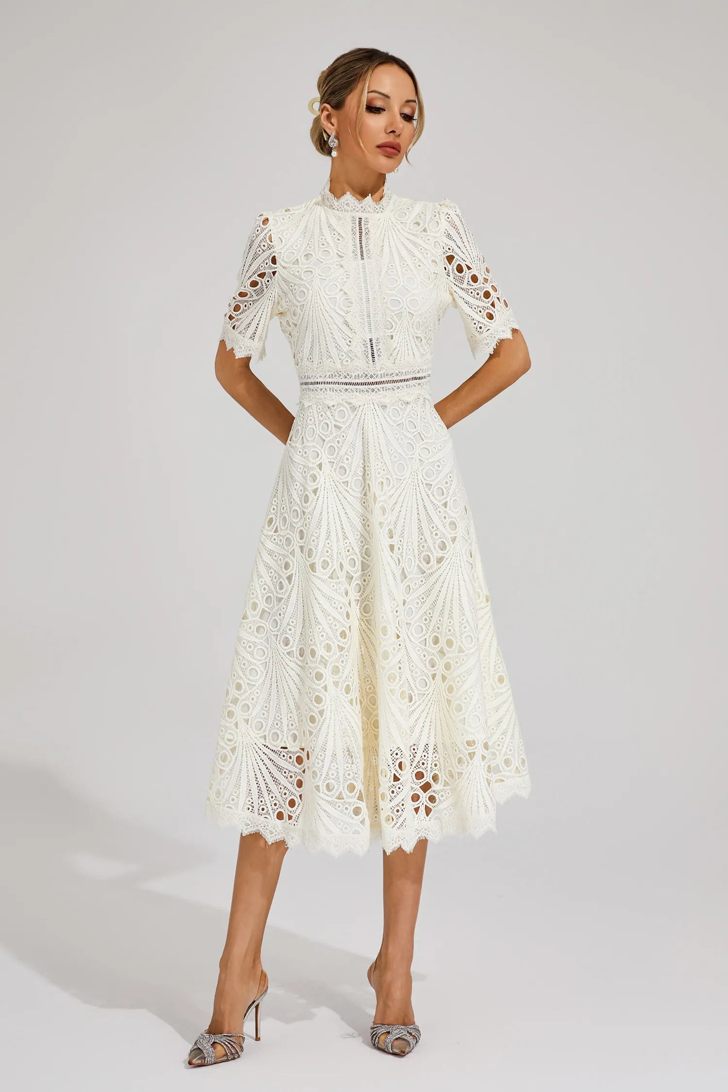Women's Wedding Guest Dress – Lace Midi Dress