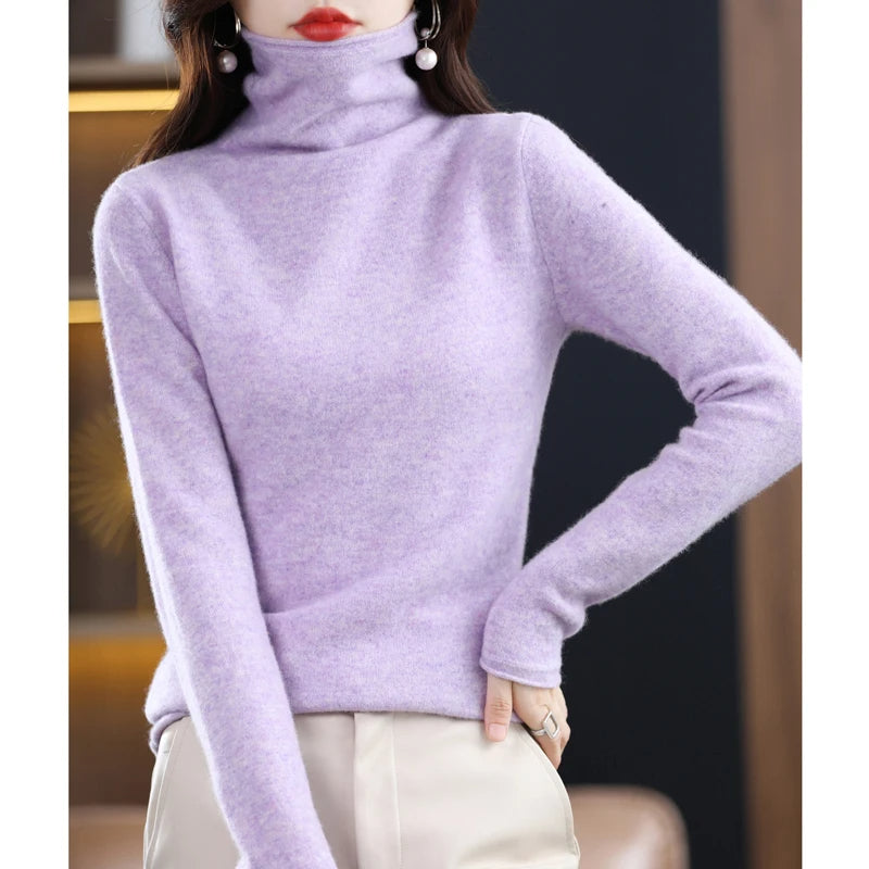 Women's Turtleneck Sweater – Soft Roll Neck Winter Sweater