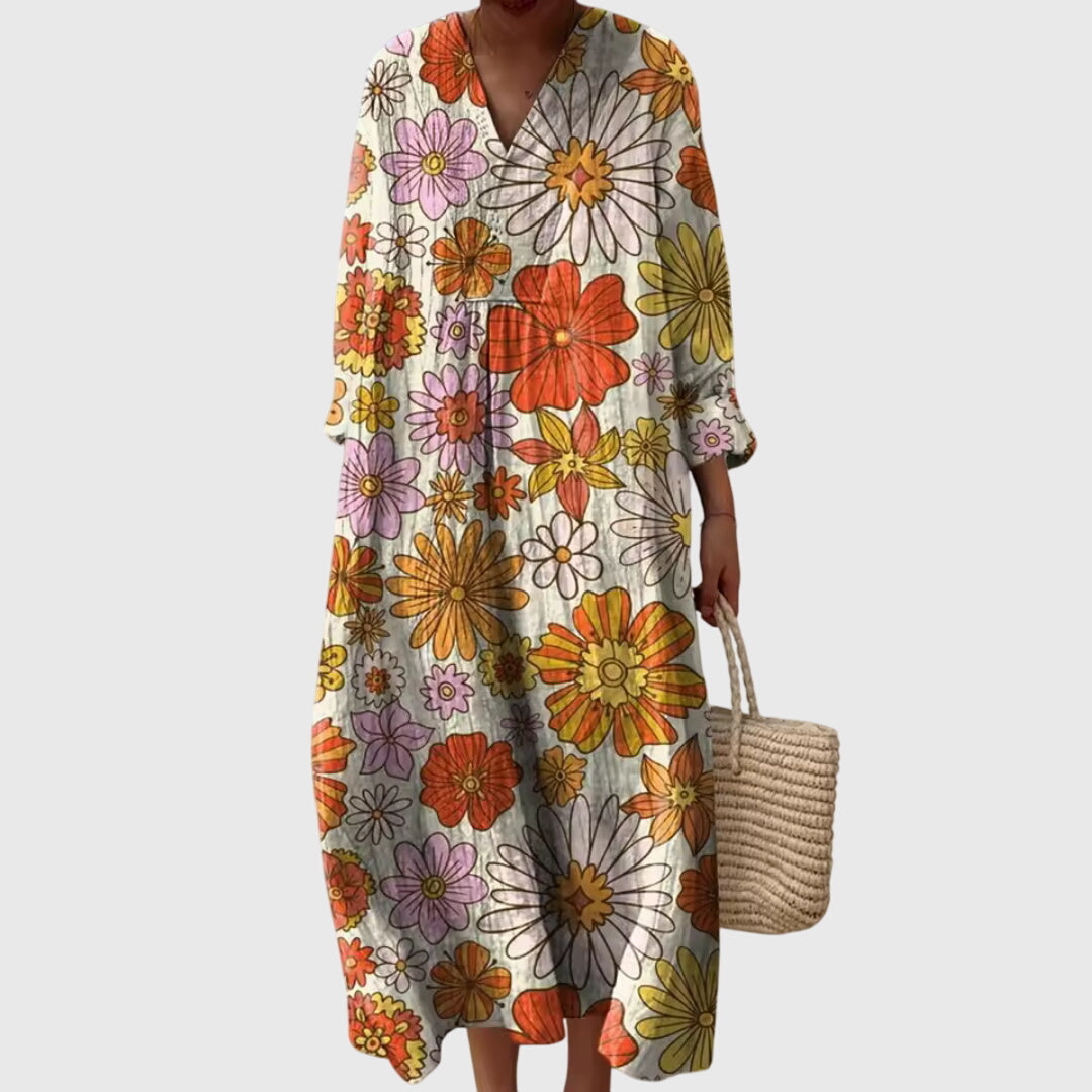 Women's Geometric Dress – Printed Midi Dress – Stephanie
