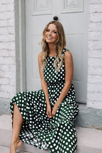 Women's Sleeveless Polka Dot Dress – Casual Midi Dress