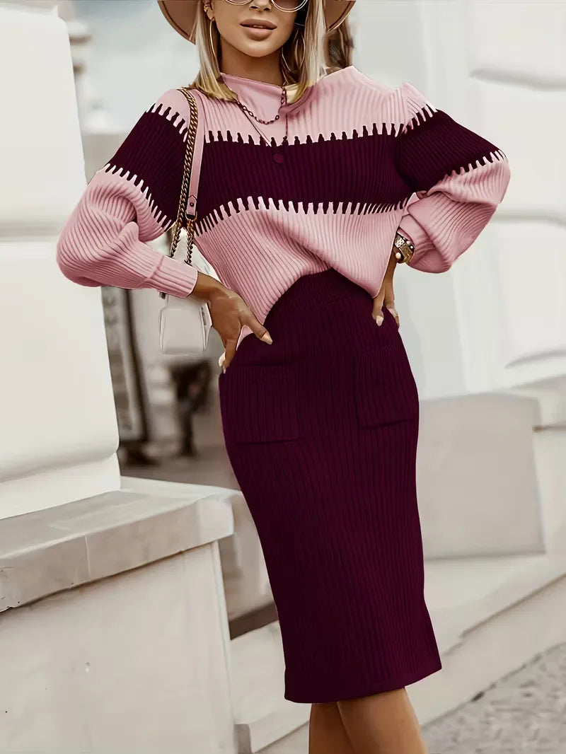 Women's Knit Skirt Set – Ribbed Sweater Co-Ord