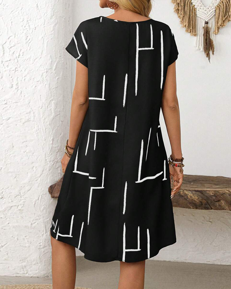 Women's Relaxed Vacation Dress – Flowy Printed Summer Dress
