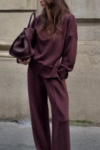 Women's Knit Sweater Set – High Neck Wide Leg Co-Ord