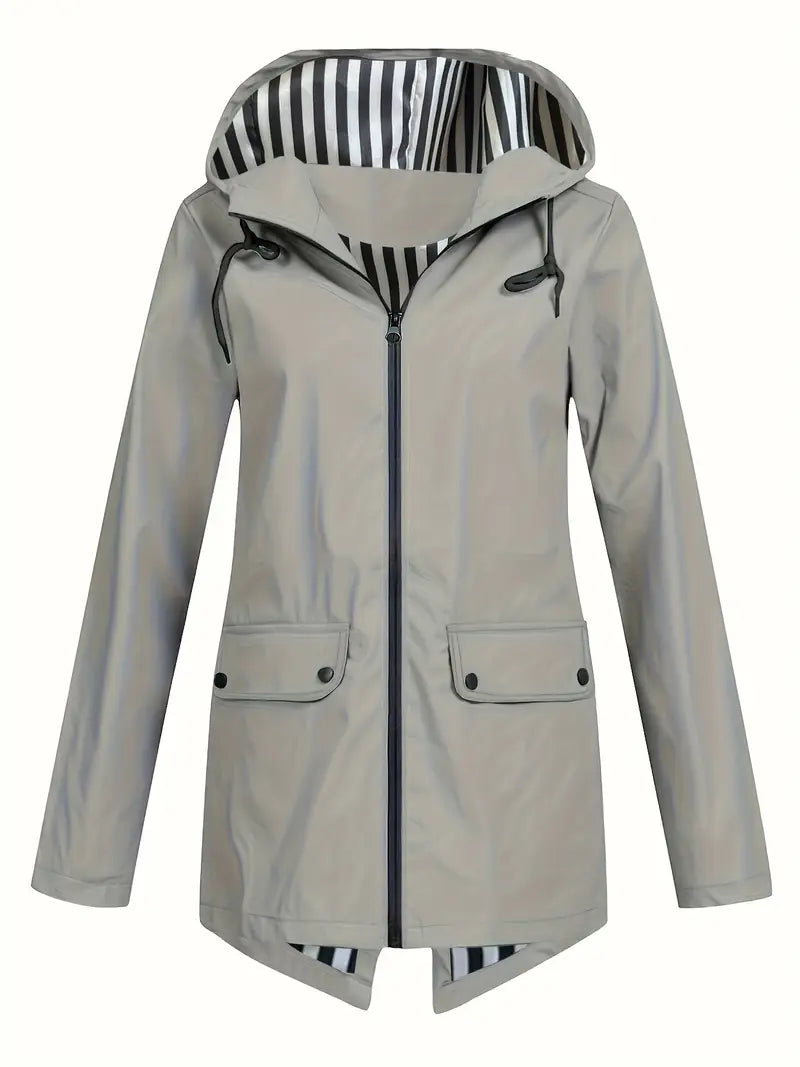 Women's Hooded Outdoor Jacket – Lightweight Wind Resistant Jacket