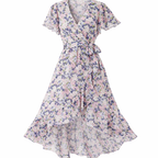 Women's Floral Wrap Dress – Belted Midi Dress