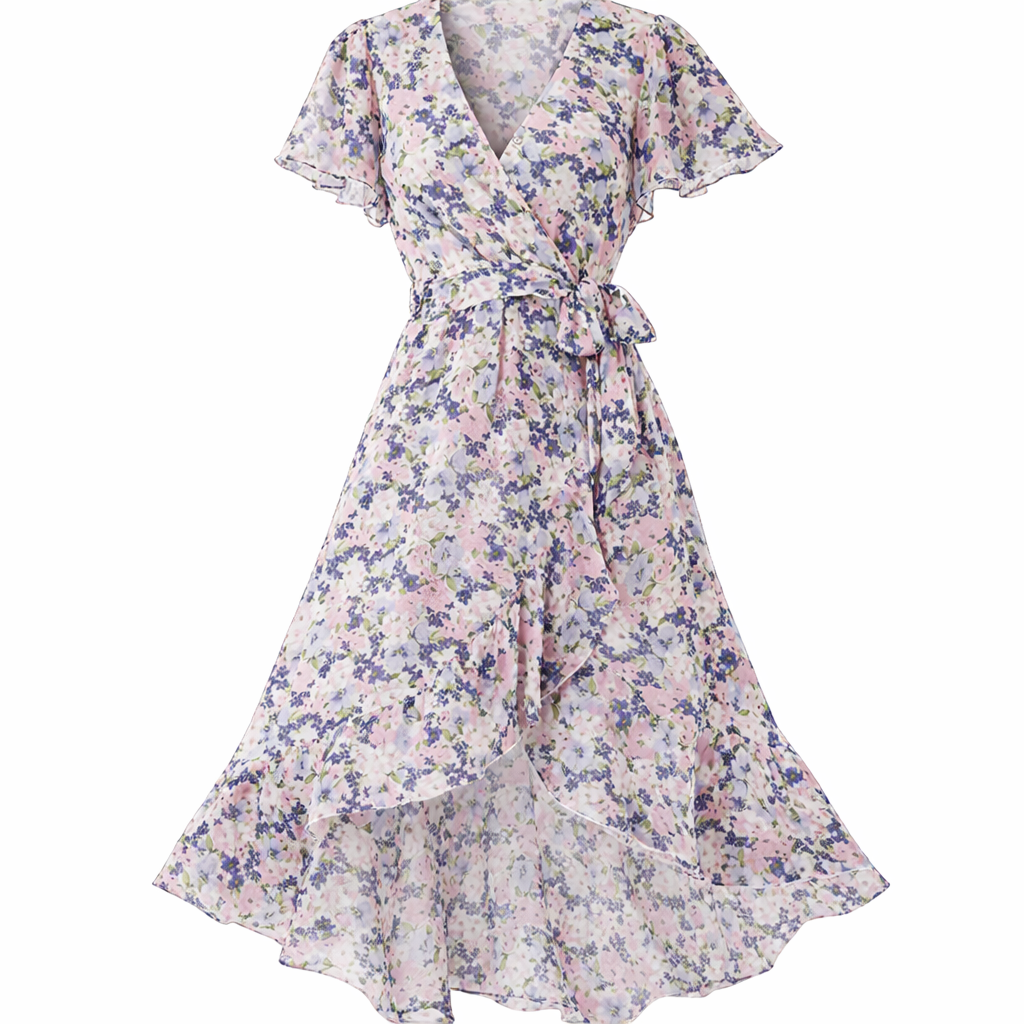 Women's Floral Wrap Dress – Belted Midi Dress