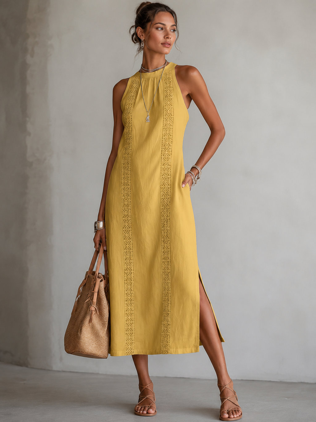 Women's Embroidered Shirt Dress – Relaxed Pocket Flowy Day Dress