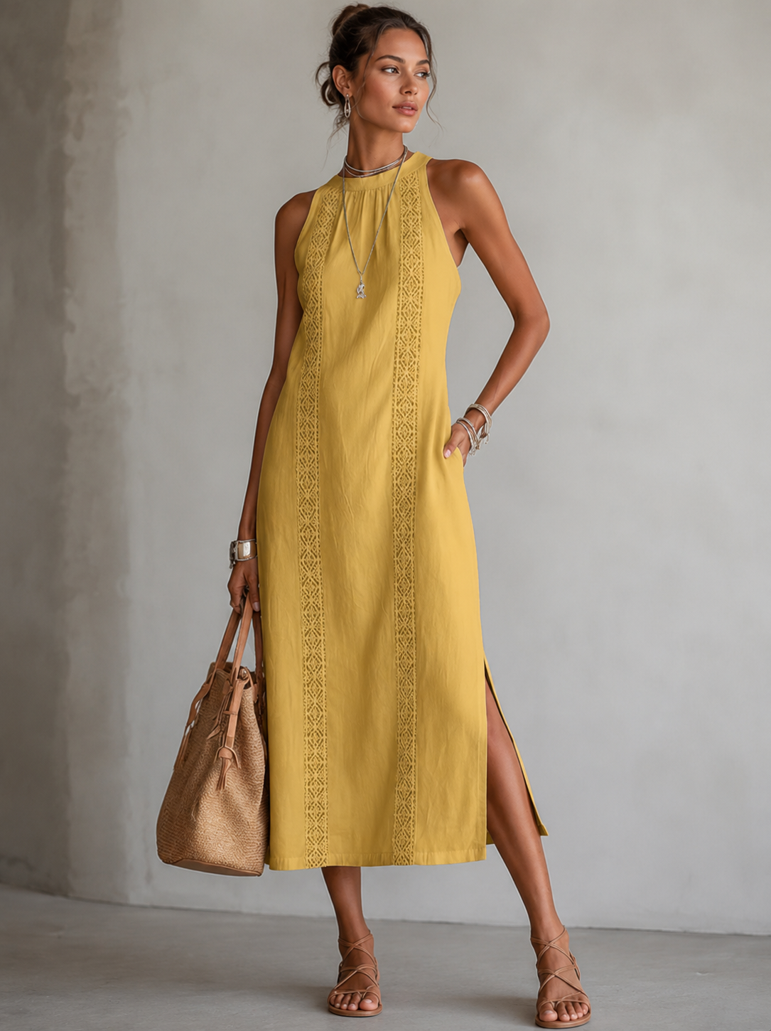 Women's Embroidered Shirt Dress – Relaxed Pocket Flowy Day Dress