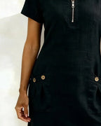 Women's A-Line Dress – Zip Front Flared Day Dress