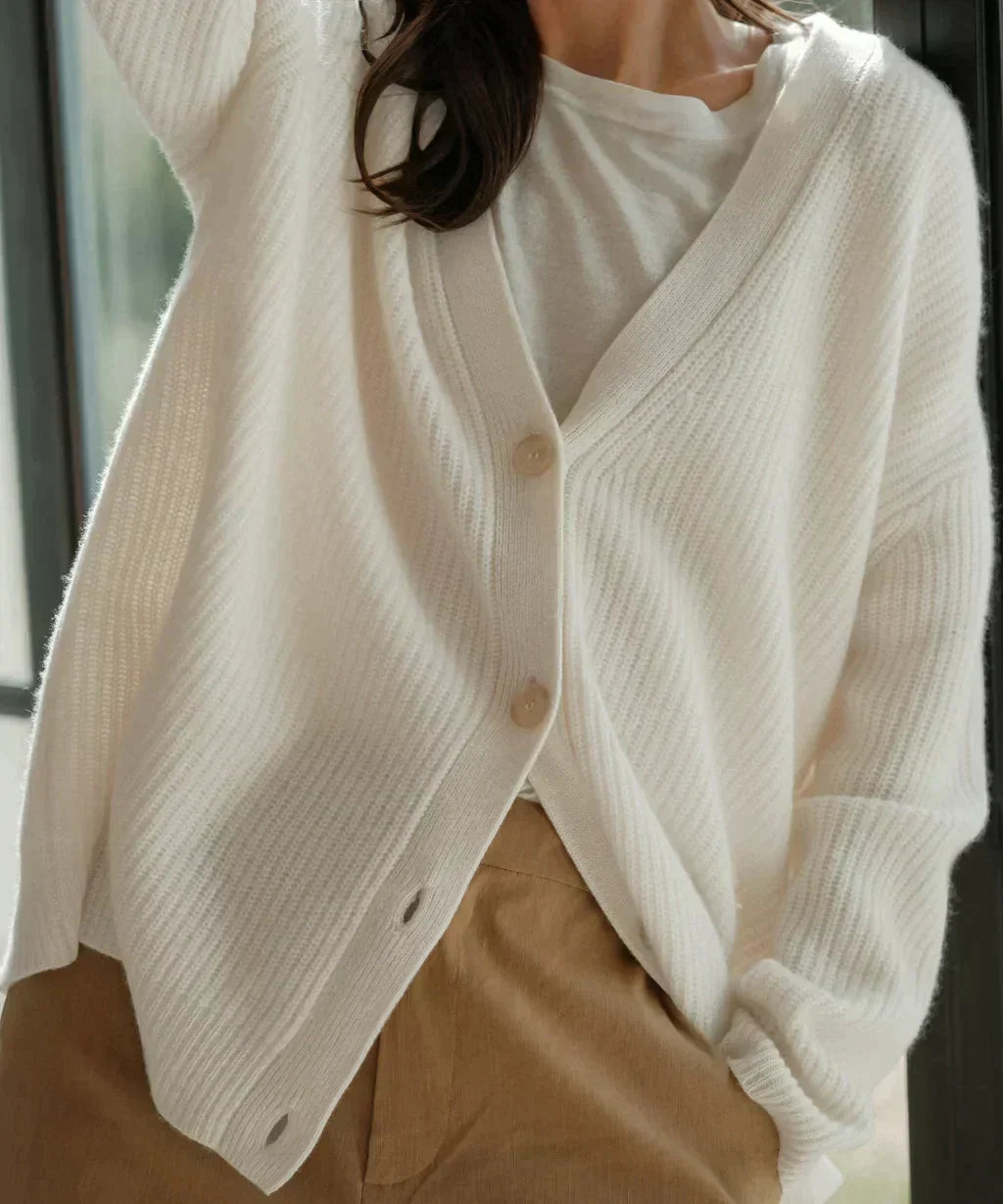 Women's Classic V-Neck Cardigan – Soft Button Front Knit Cardigan