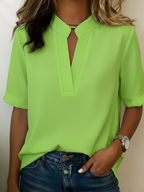 Women's Flowy V-Neck Blouse – Relaxed Long Sleeve Dressy Blouse