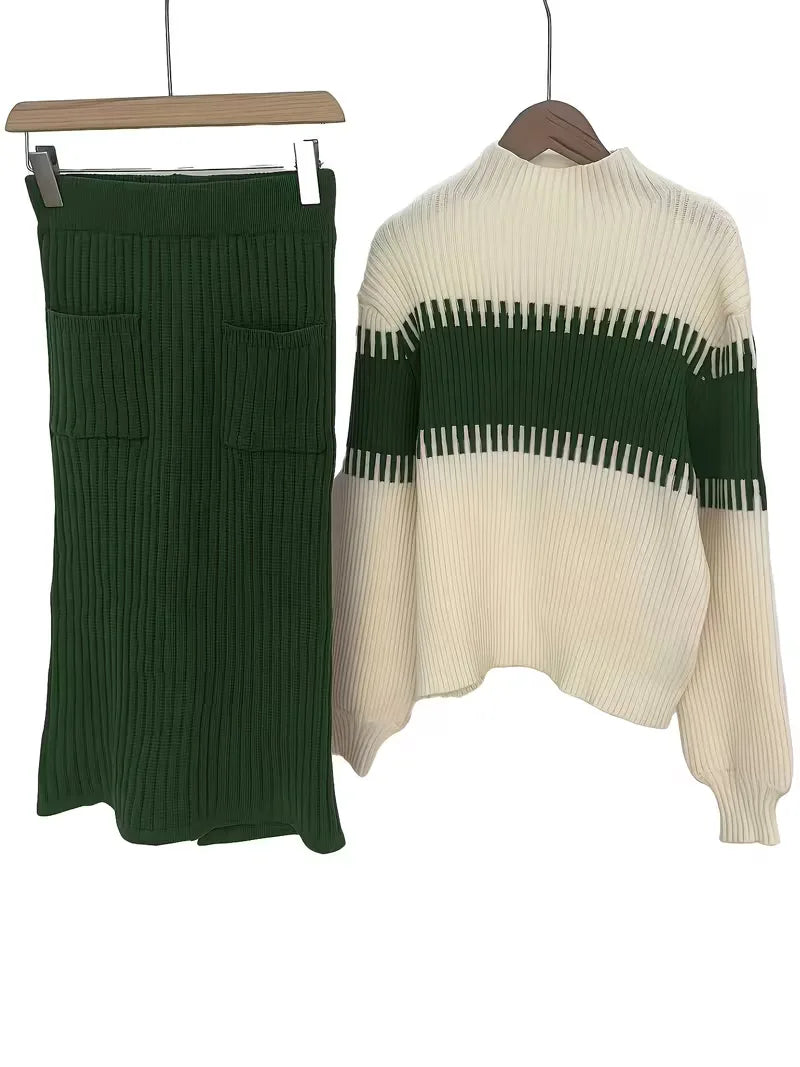 Women's Knit Skirt Set – Ribbed Sweater Co-Ord