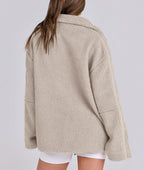 Women's Oversized Fleece Jacket – Zip-Up Long Sleeve Winter Jacket