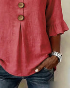 Women's Ruffle Button Blouse – Relaxed Flowy Long Sleeve Blouse