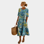 Women's Floral Midi Dress – Flowy Relaxed Summer Dress