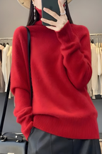 Women's Roll Neck Sweater – High Neck Long Sleeve Knit Pullover