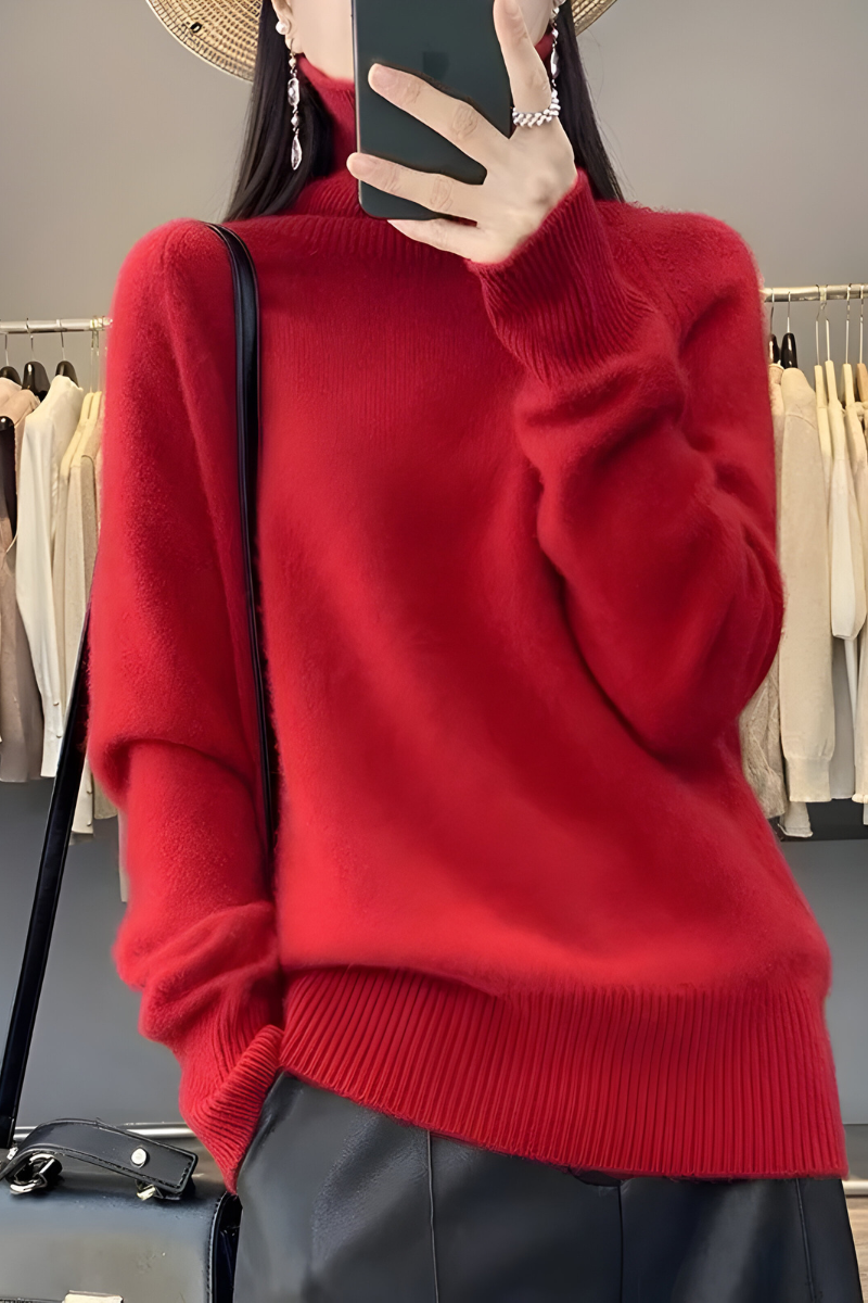 Women's Roll Neck Sweater – High Neck Long Sleeve Knit Pullover