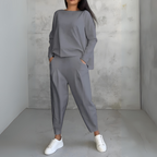 Women's Long Sleeve Lounge Set – Crew Neck Matching Pants Set
