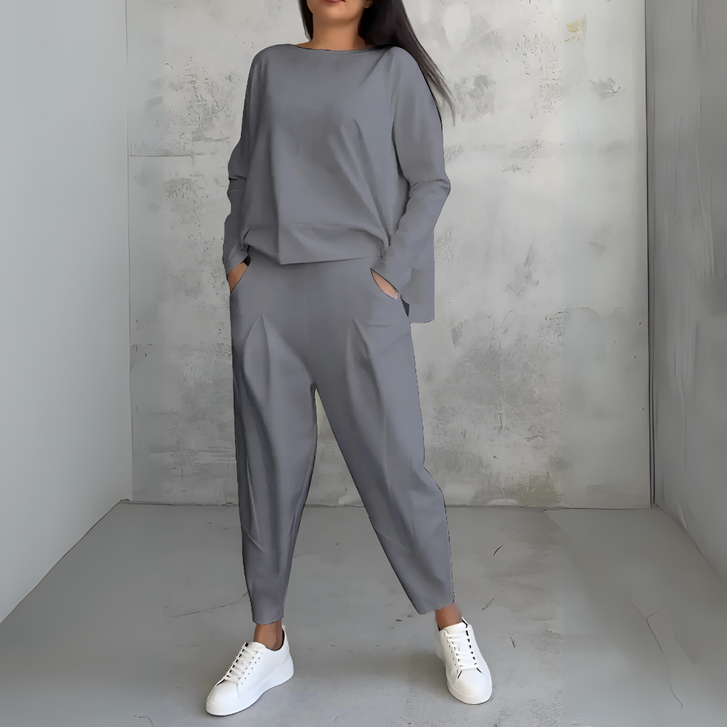 Women's Long Sleeve Lounge Set – Crew Neck Matching Pants Set