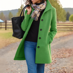 Women's Winter Coat – Button Front Long Coat – Judith