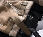 Women's Faux Shearling Jacket – Cropped Winter Aviator Jacket