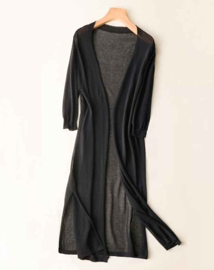 Women's Longline Duster Cardigan – Open Front Knit Sweater