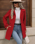 Women's Tailored Long Coat – Classic Button Front Overcoat