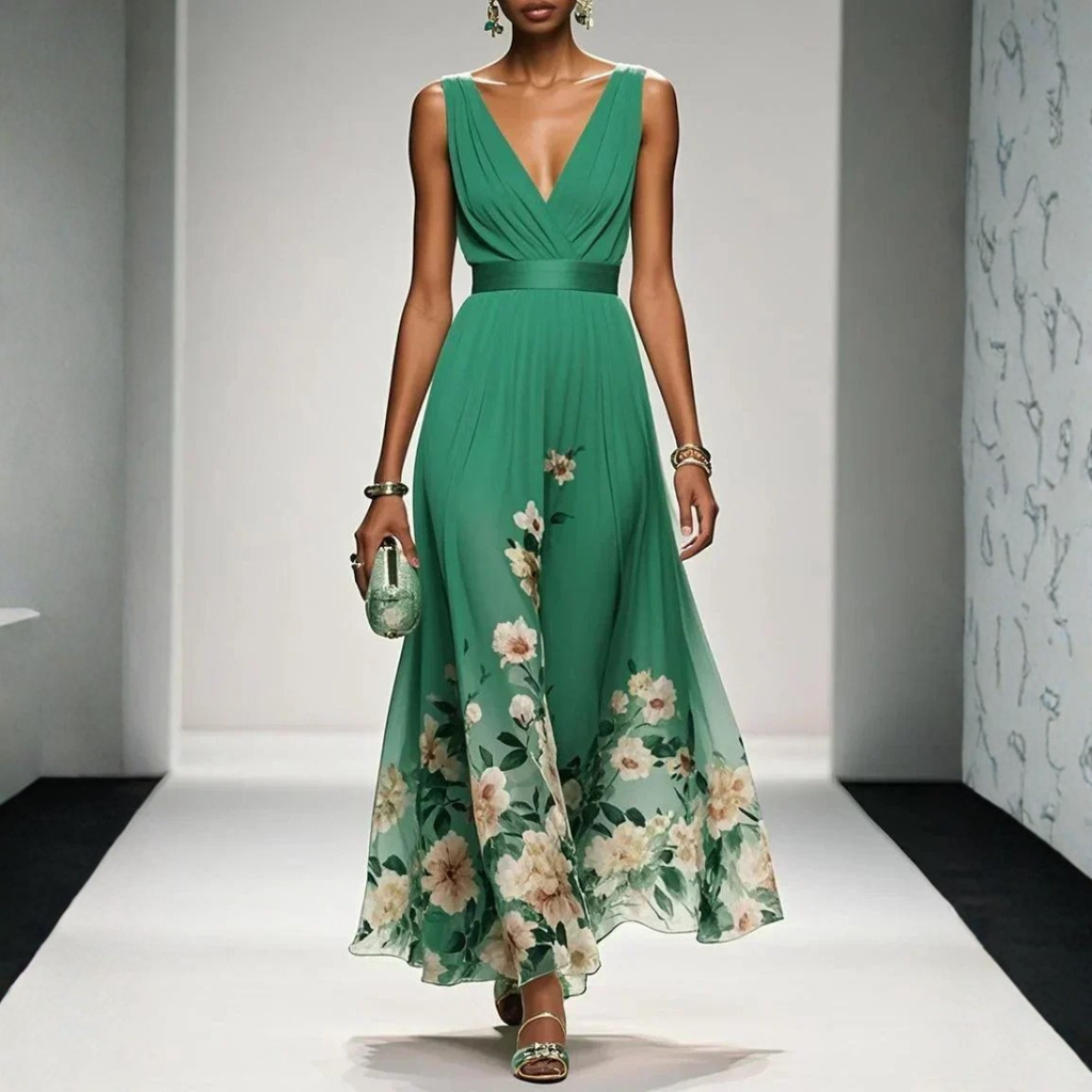 Women's Wedding Guest Floral Maxi Dress – Flowy Summer Occasion Dress