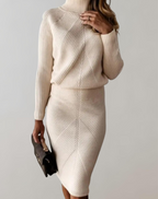 Women's Turtleneck Skirt Set – Long Sleeve Fitted Two-Piece Set