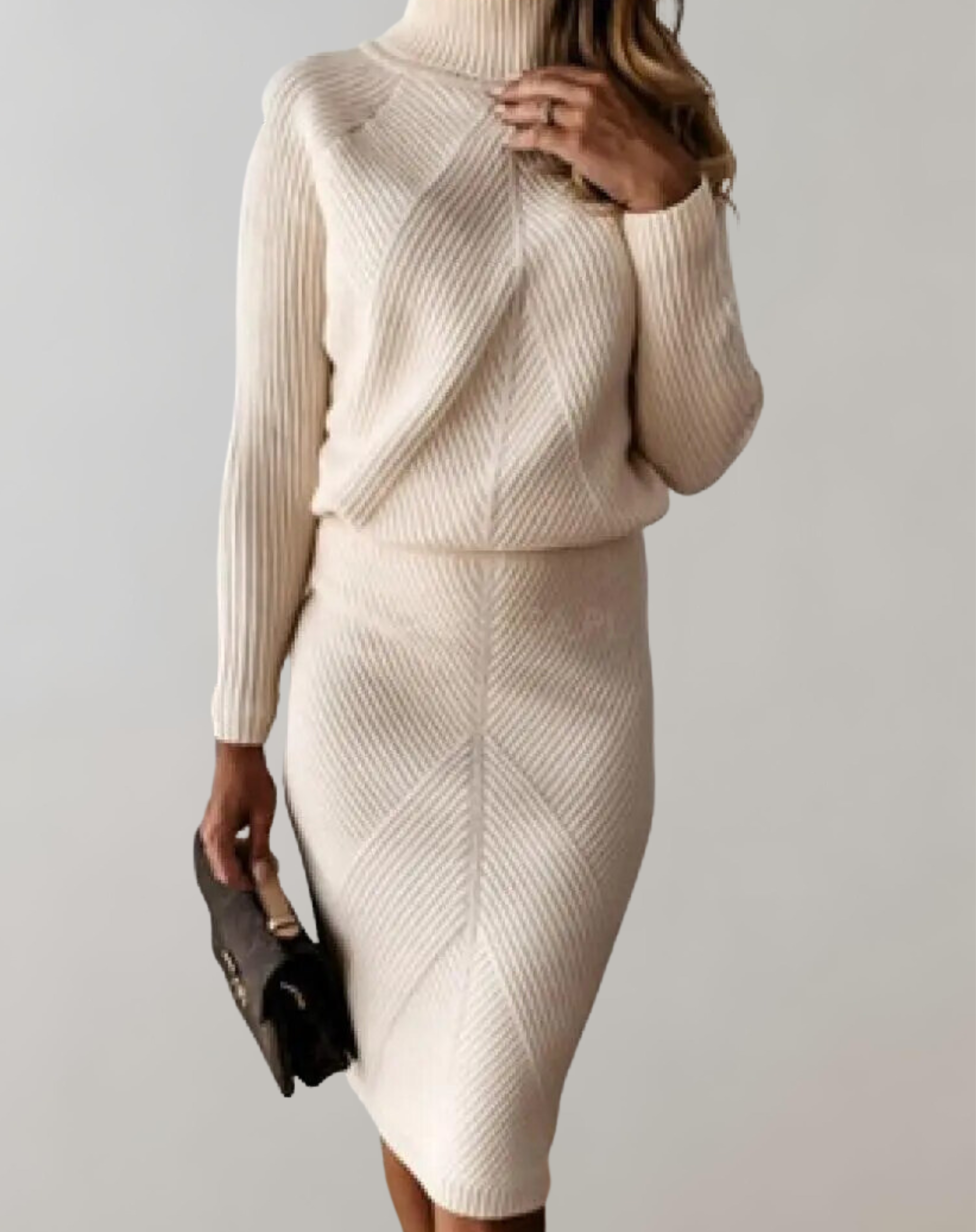 Women's Turtleneck Skirt Set – Long Sleeve Fitted Two-Piece Set