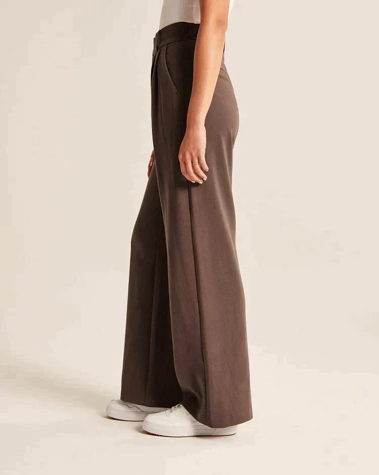 Women's Tailored Wide Leg Trousers – High Waist Dress Pants