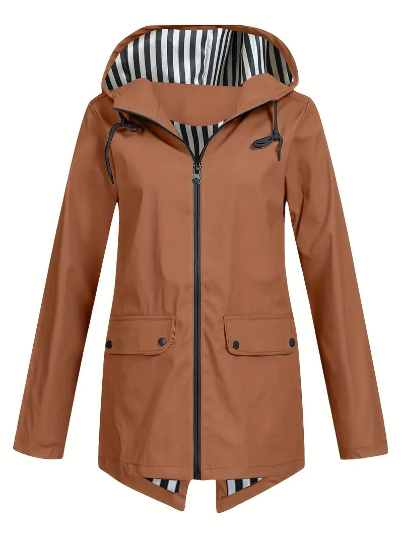 Women's Hooded Outdoor Jacket – Lightweight Wind Resistant Jacket